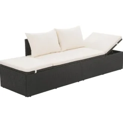 vidaXL Tuinbed 195x60 cm poly rattan zwart