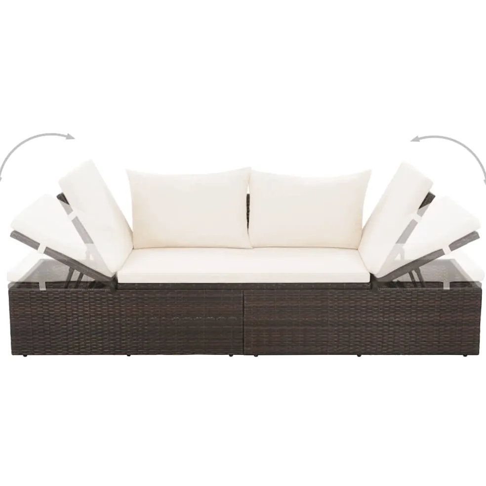 vidaXL Tuinbed 195x60 cm poly rattan bruin