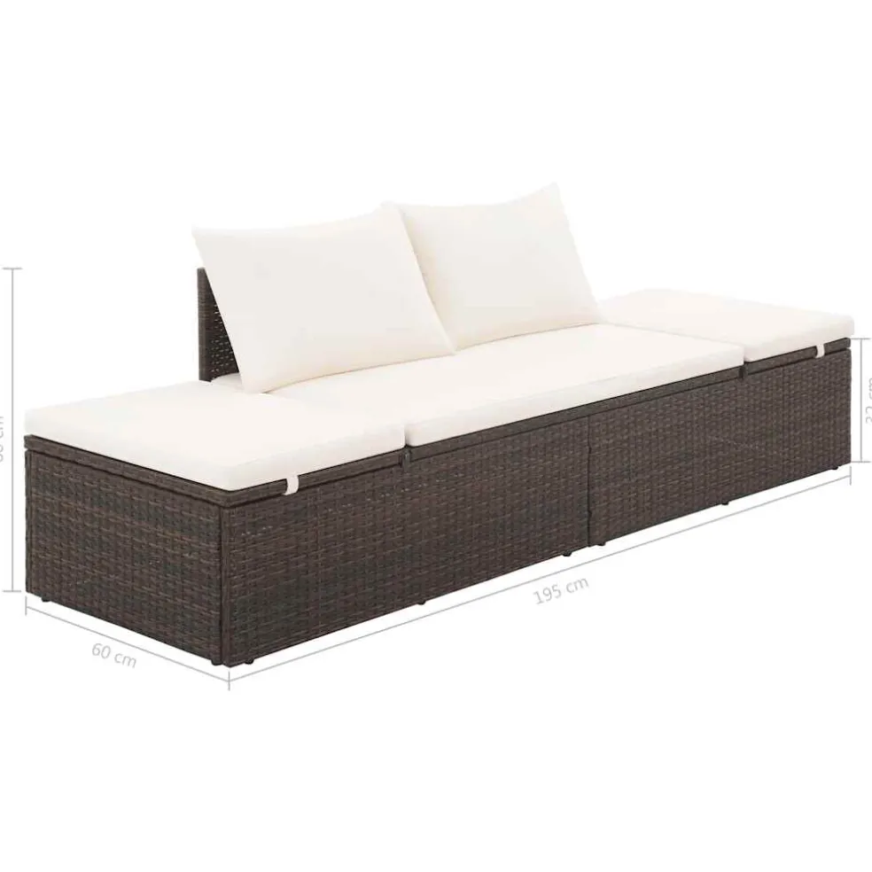 vidaXL Tuinbed 195x60 cm poly rattan bruin