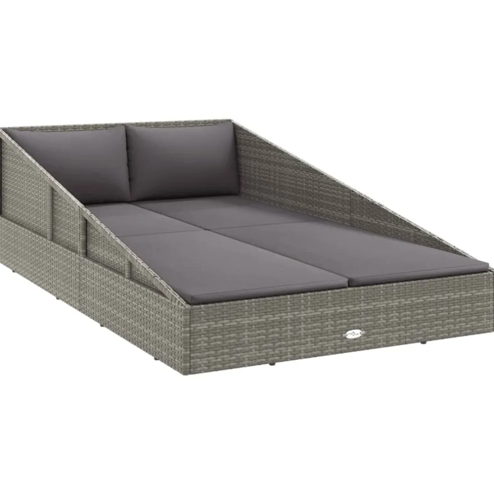 vidaXL Tuinbed 110x200 cm poly rattan grijs
