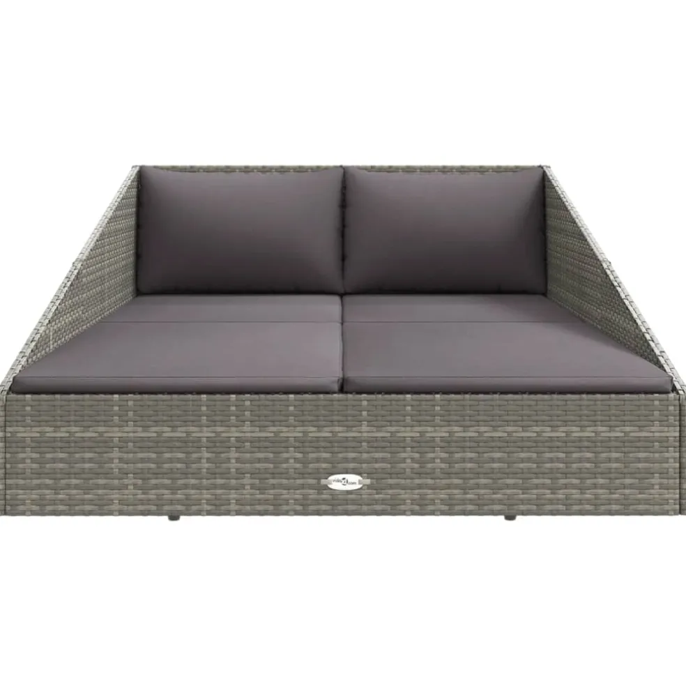 vidaXL Tuinbed 110x200 cm poly rattan grijs