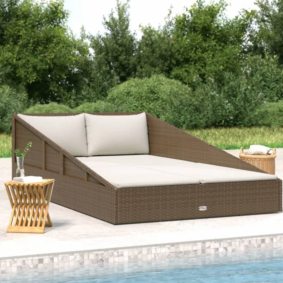 vidaXL Tuinbed 110x200 cm poly rattan bruin