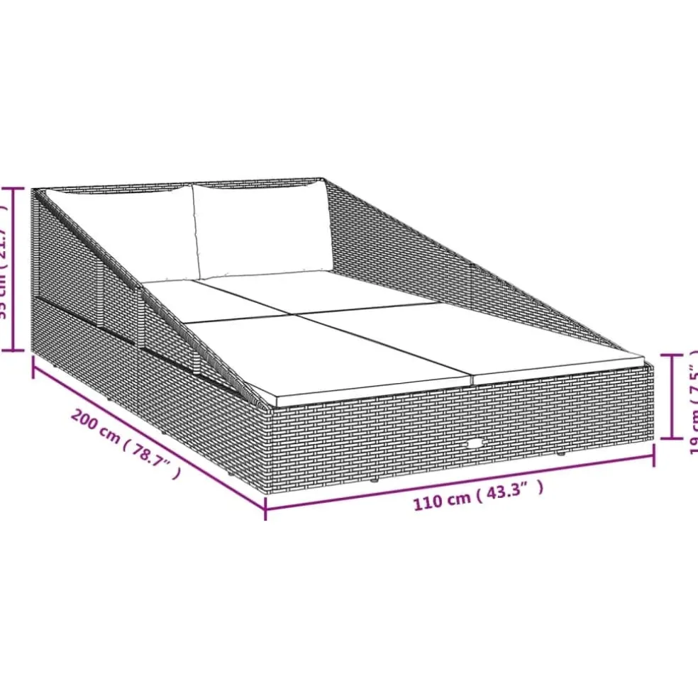vidaXL Tuinbed 110x200 cm poly rattan bruin