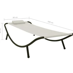 vidaXL Tuinbed 200x90 cm staal crème