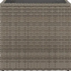 vidaXL Tuinbijzettafel met glazen blad 58x27,5x55 cm poly rattan grijs