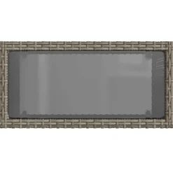 vidaXL Tuinbijzettafel met glazen blad 58x27,5x55 cm poly rattan grijs