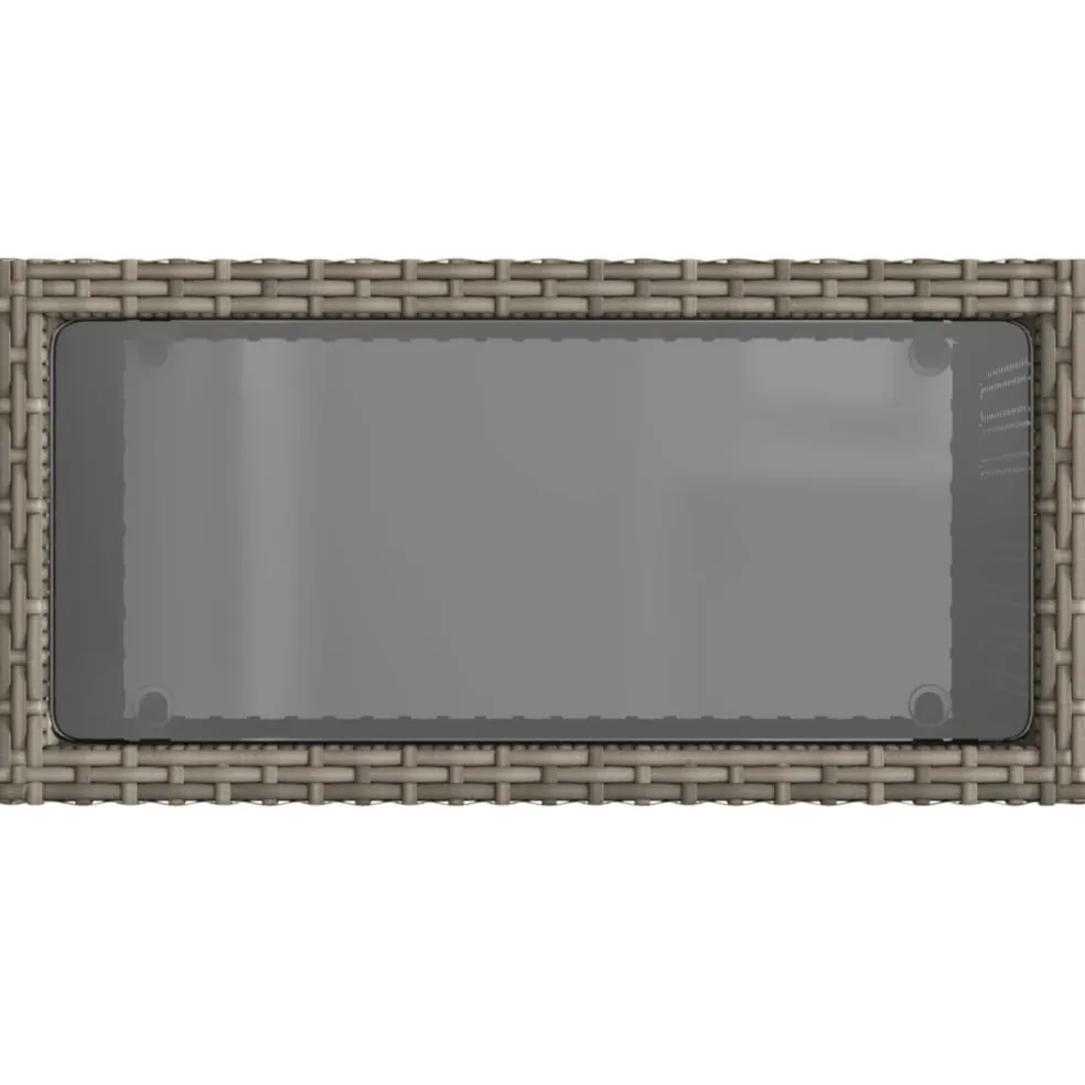 vidaXL Tuinbijzettafel met glazen blad 58x27,5x55 cm poly rattan grijs