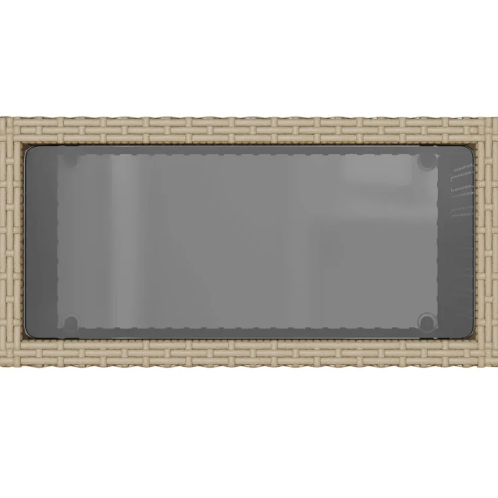 vidaXL Tuinbijzettafel met glazen blad 58x27,5x55 cm poly rattan beige