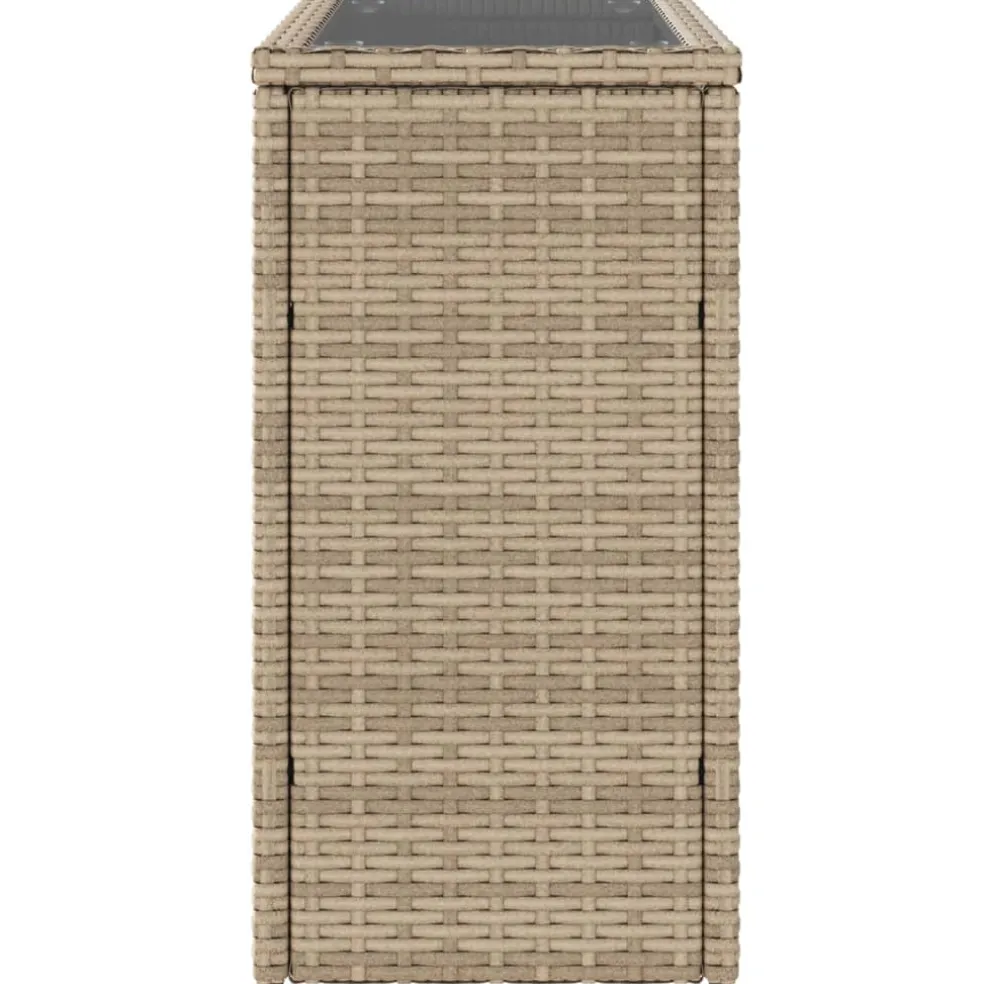 vidaXL Tuinbijzettafel met glazen blad 58x27,5x55 cm poly rattan beige