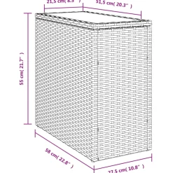 vidaXL Tuinbijzettafel met glazen blad 58x27,5x55 cm poly rattan bruin
