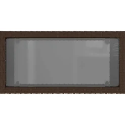 vidaXL Tuinbijzettafel met glazen blad 58x27,5x55 cm poly rattan bruin