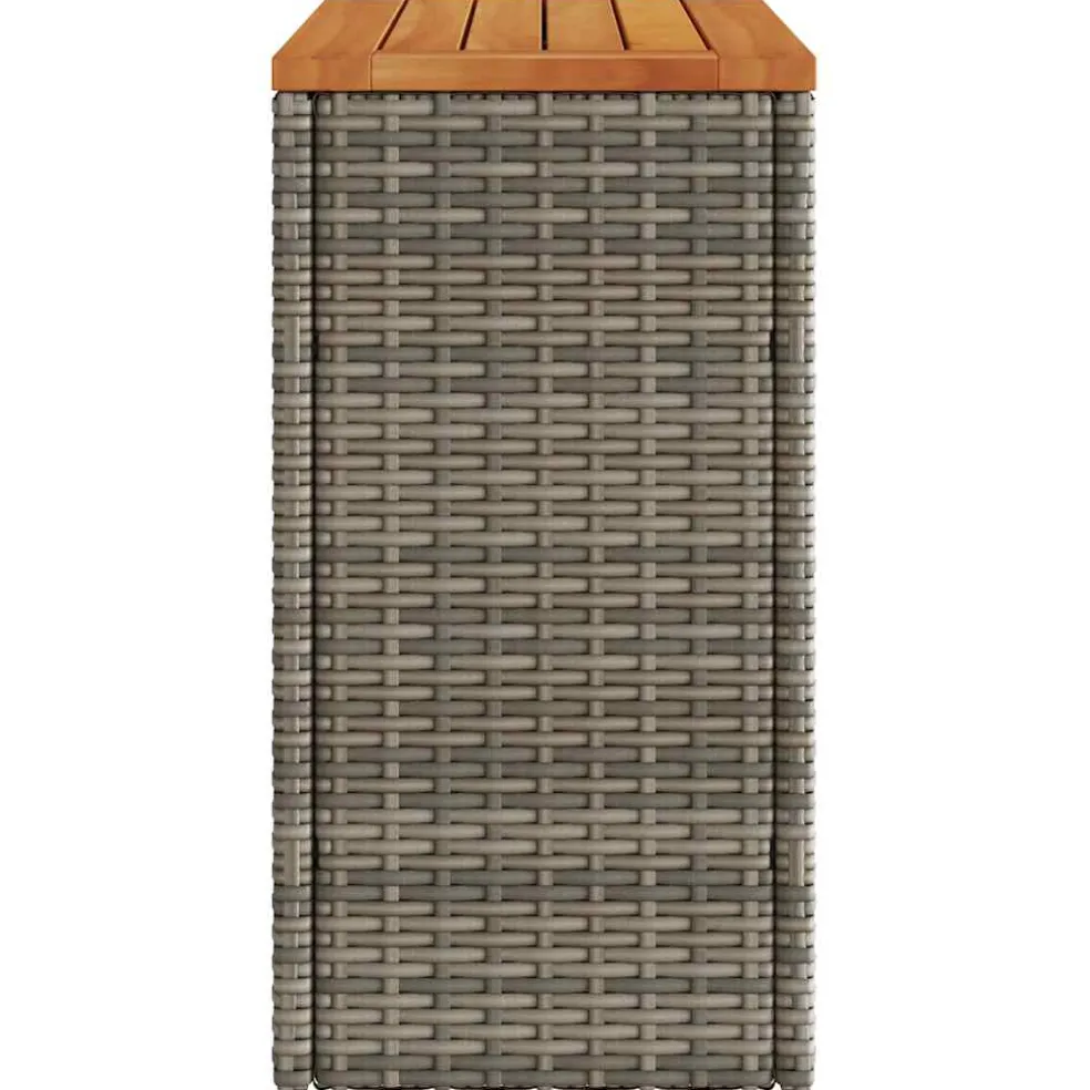 vidaXL Tuinbijzettafel met houten blad 58x27,5x55 cm poly rattan grijs