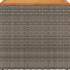 vidaXL Tuinbijzettafel met houten blad 58x27,5x55 cm poly rattan grijs