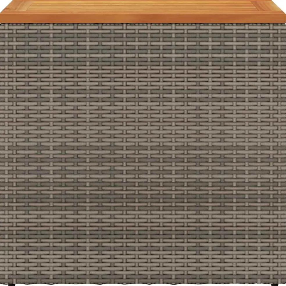 vidaXL Tuinbijzettafel met houten blad 58x27,5x55 cm poly rattan grijs