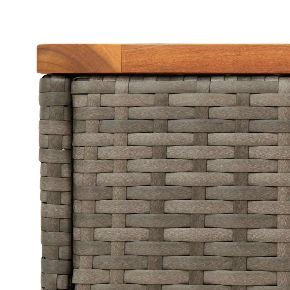 vidaXL Tuinbijzettafel met houten blad 58x27,5x55 cm poly rattan grijs
