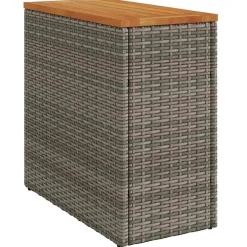 vidaXL Tuinbijzettafel met houten blad 58x27,5x55 cm poly rattan grijs