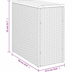 vidaXL Tuinbijzettafel met houten blad 58x27,5x55 cm poly rattan grijs