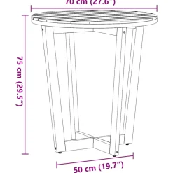 vidaXL Tuinbijzettafel rond Ø70x75 cm massief acaciahout