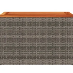 vidaXL Tuinbijzettafels 2 st 55x34x37 cm poly rattan en hout grijs