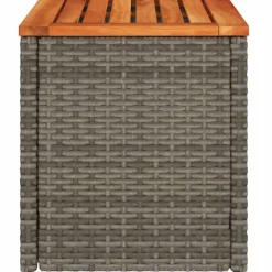 vidaXL Tuinbijzettafels 2 st 55x34x37 cm poly rattan en hout grijs