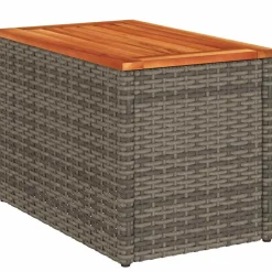 vidaXL Tuinbijzettafels 2 st 55x34x37 cm poly rattan en hout grijs