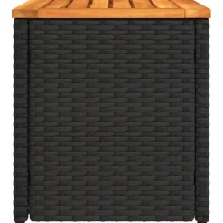 vidaXL Tuinbijzettafels 2 st 55x34x37 cm hout poly rattan zwart