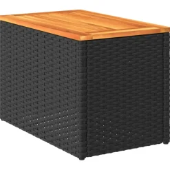 vidaXL Tuinbijzettafels 2 st 55x34x37 cm hout poly rattan zwart