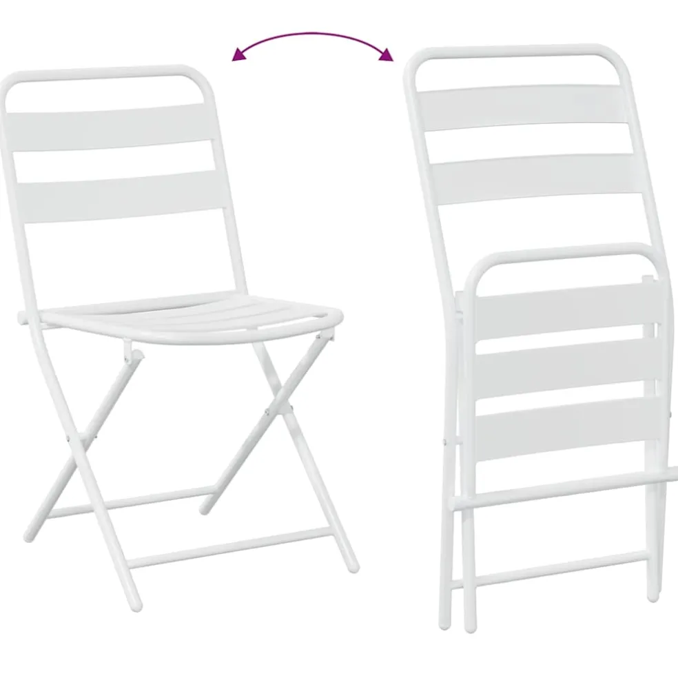 vidaXL Tuin Bistro Set 3 st Wit Staal