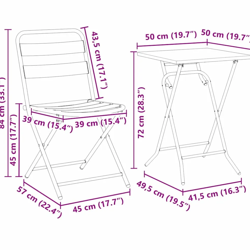vidaXL Tuin Bistro Set 3 st Wit Staal