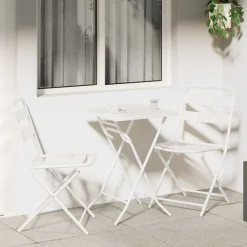 vidaXL Tuin Bistro Set 3 st Wit Staal