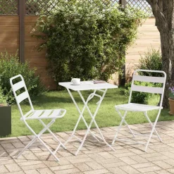 vidaXL Tuin Bistro Set 3 st Wit Staal