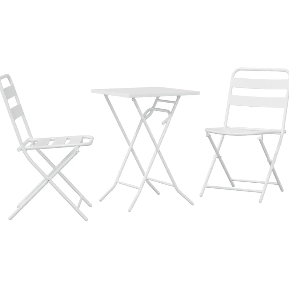 vidaXL Tuin Bistro Set 3 st Wit Staal