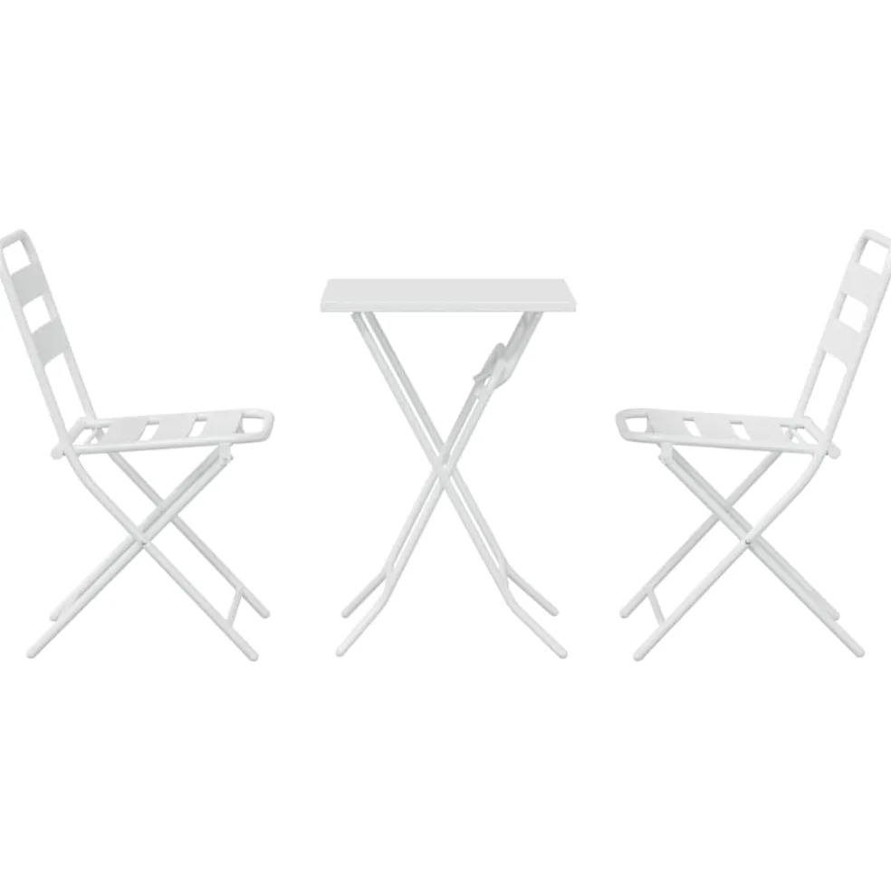 vidaXL Tuin Bistro Set 3 st Wit Staal