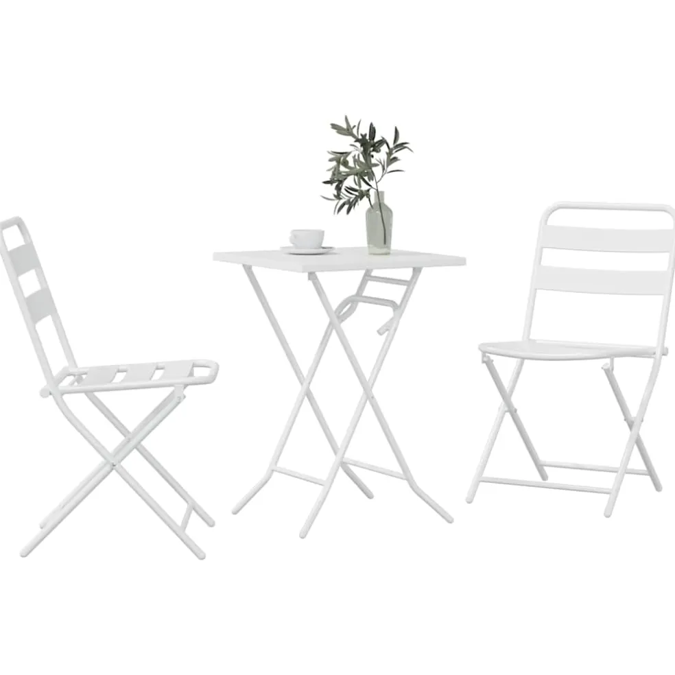 vidaXL Tuin Bistro Set 3 st Wit Staal