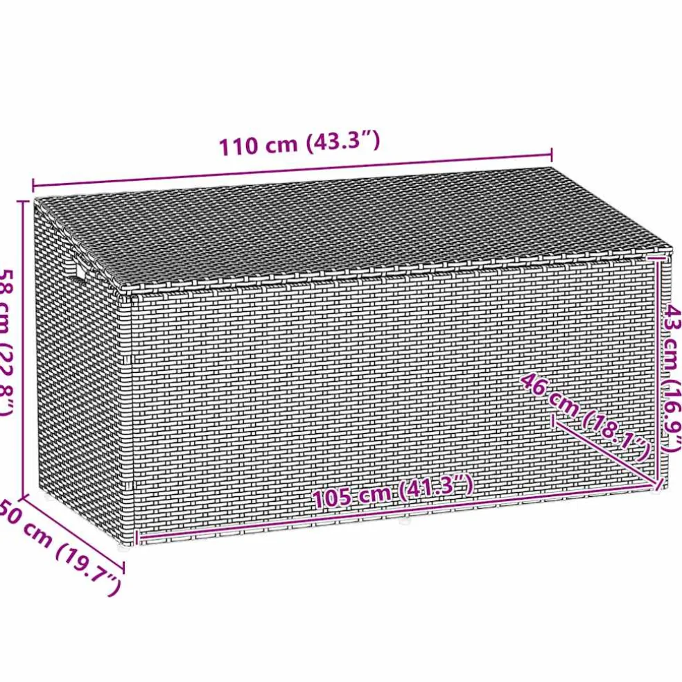 vidaXL Tuinbox beige 110x50x58 cm poly rattan