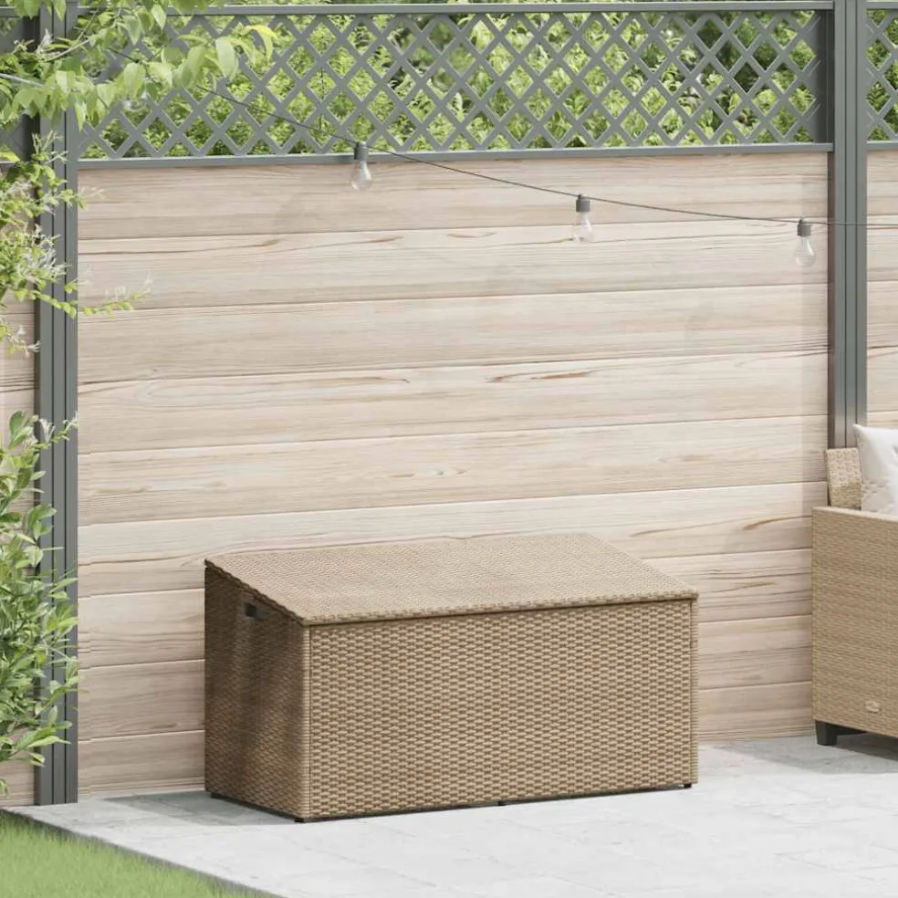 vidaXL Tuinbox beige 110x50x58 cm poly rattan
