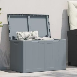 vidaXL Tuinbox 180 L PP houtlook grijs