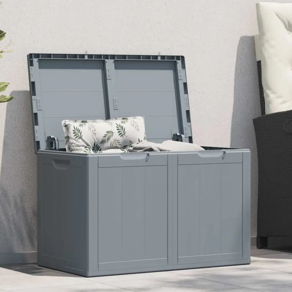 vidaXL Tuinbox 180 L PP houtlook grijs