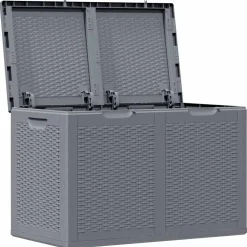 vidaXL Tuinbox 180 L PP rattan grijs