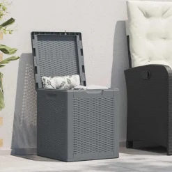 vidaXL Tuinbox 90 L PP rattan grijs