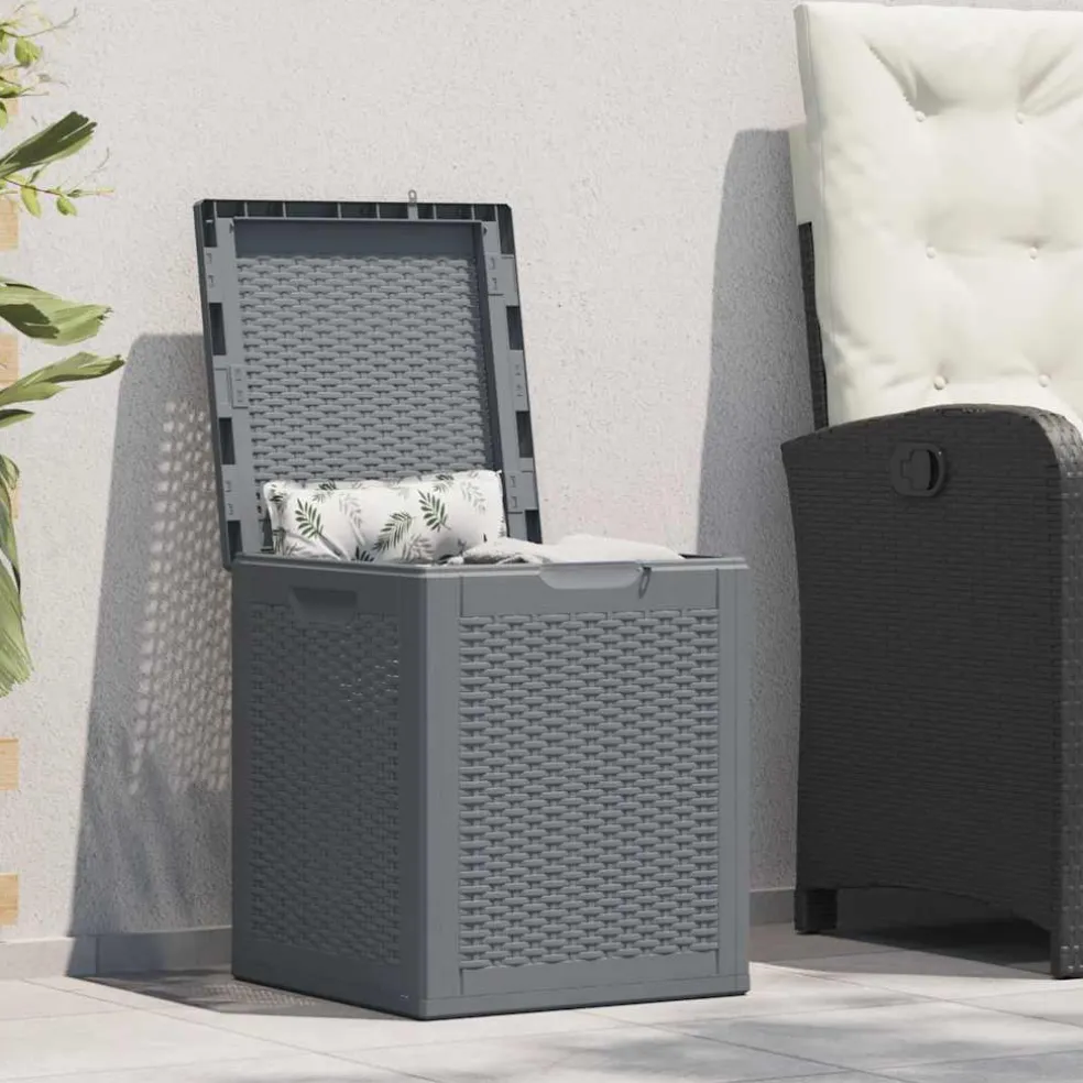 vidaXL Tuinbox 90 L PP rattan grijs