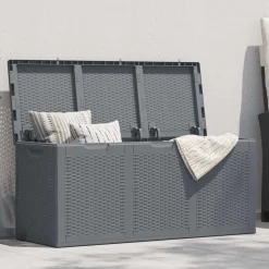 vidaXL Tuinbox 270 L PP rattan grijs