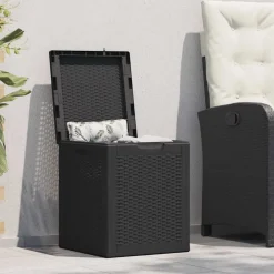 vidaXL Tuinbox 90 L PP rattan zwart