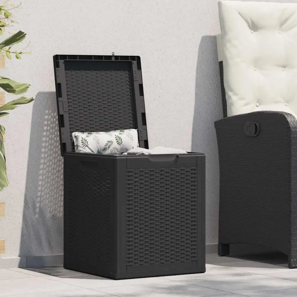 vidaXL Tuinbox 90 L PP rattan zwart