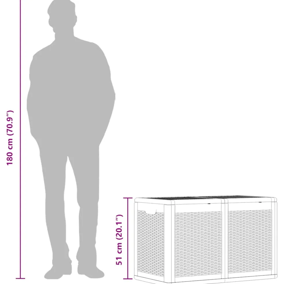 vidaXL Tuinbox 180 L PP rattan zwart