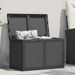 vidaXL Tuinbox 180 L PP rattan zwart