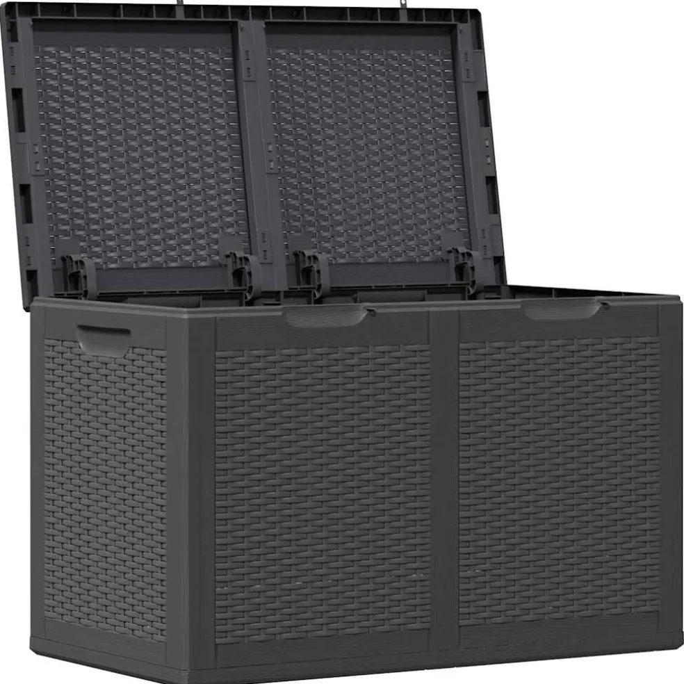 vidaXL Tuinbox 180 L PP rattan zwart