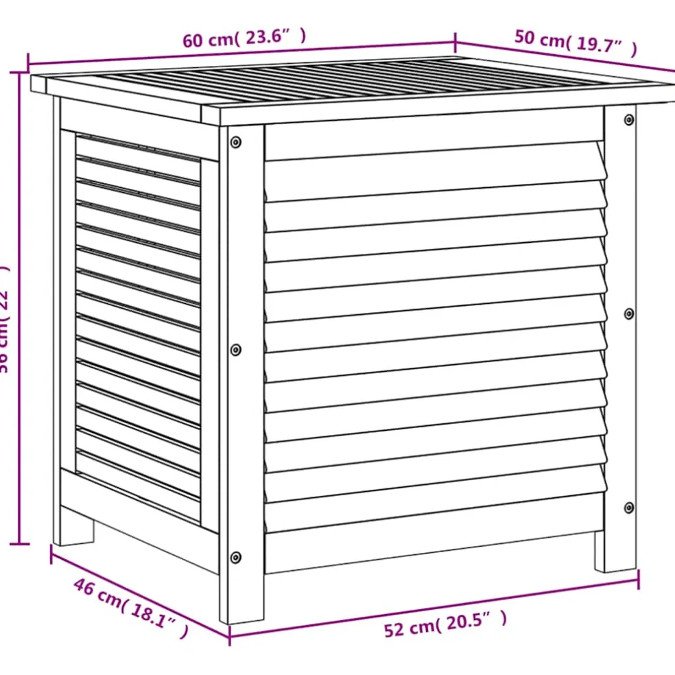 vidaXL Tuinbox met jaloezieën 60x50x56 cm massief acaciahout