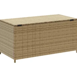 vidaXL Tuinbox met wielen 190 L poly rattan gemengd beige