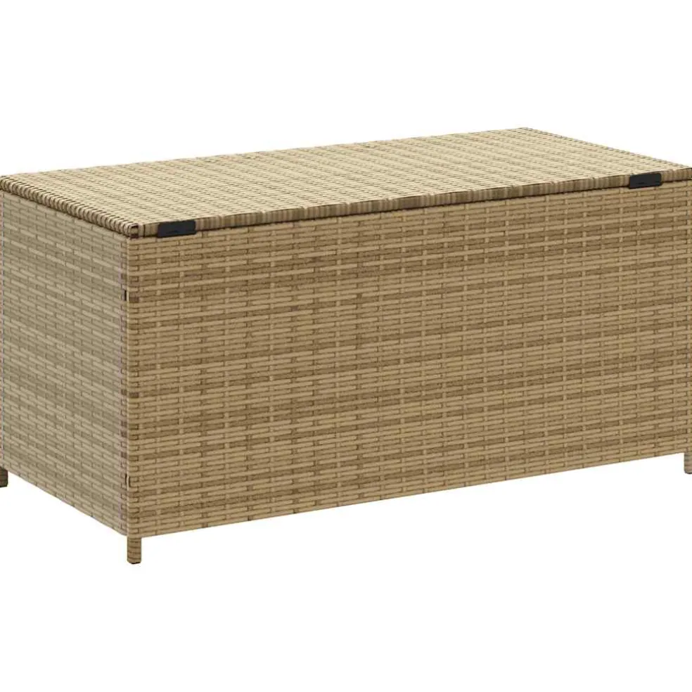 vidaXL Tuinbox met wielen 190 L poly rattan gemengd beige